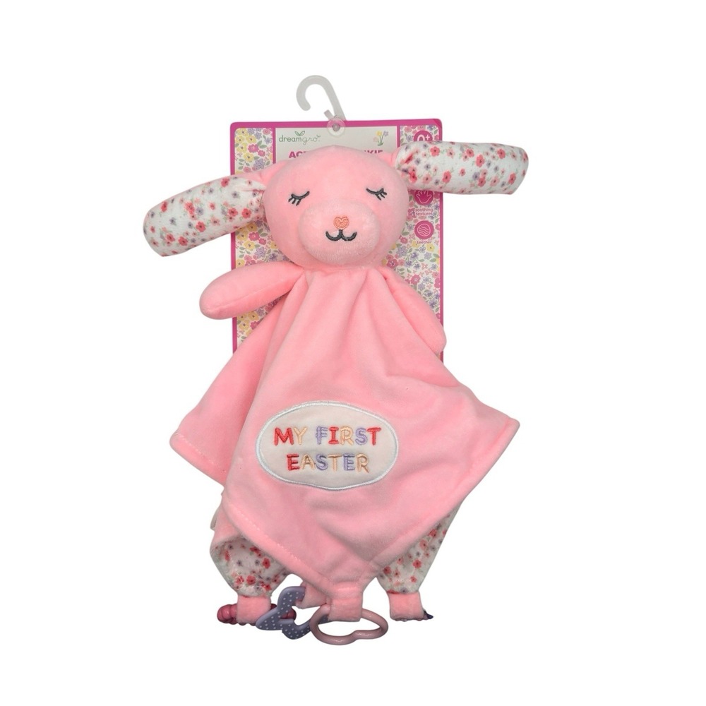 DREAMGRO MY FIRST EASTER~PINK PLUSH BUNNY RABBIT BABY SECURITY BLANKET LOVEY~